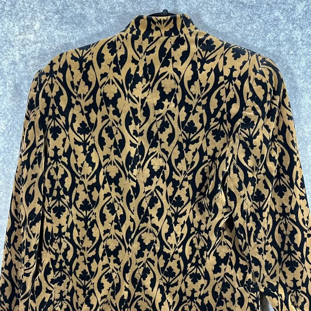 Evan Picone Women’s Blazer Sz 8 Black Floral Tapestry 4 Button Brown / Black‎ - Picture 9 of 10